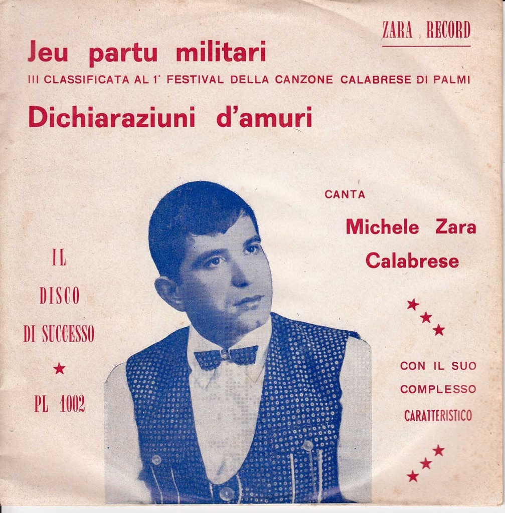 [PL1002] Jeu Partu Militari / Dichiaraziuni D'Amuri Vinile 45 giri 7" Michele Zara Calabrese