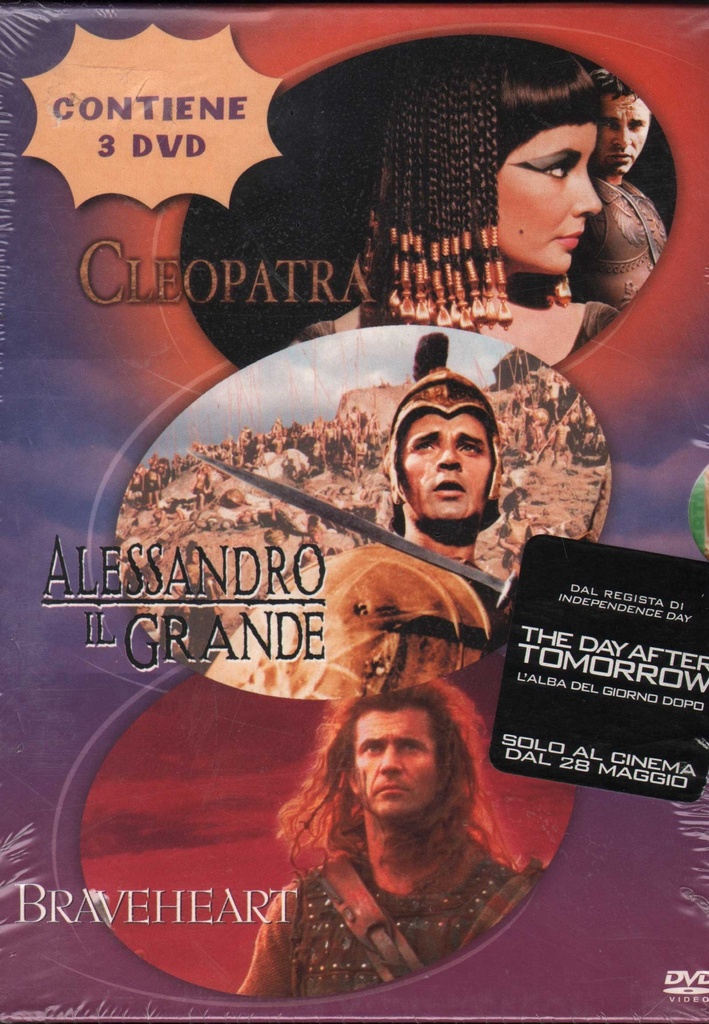 [8010312047596A] Cleopatra + Alessandro il grande + Braveheart DVD Various / Sigillato 8010312047596